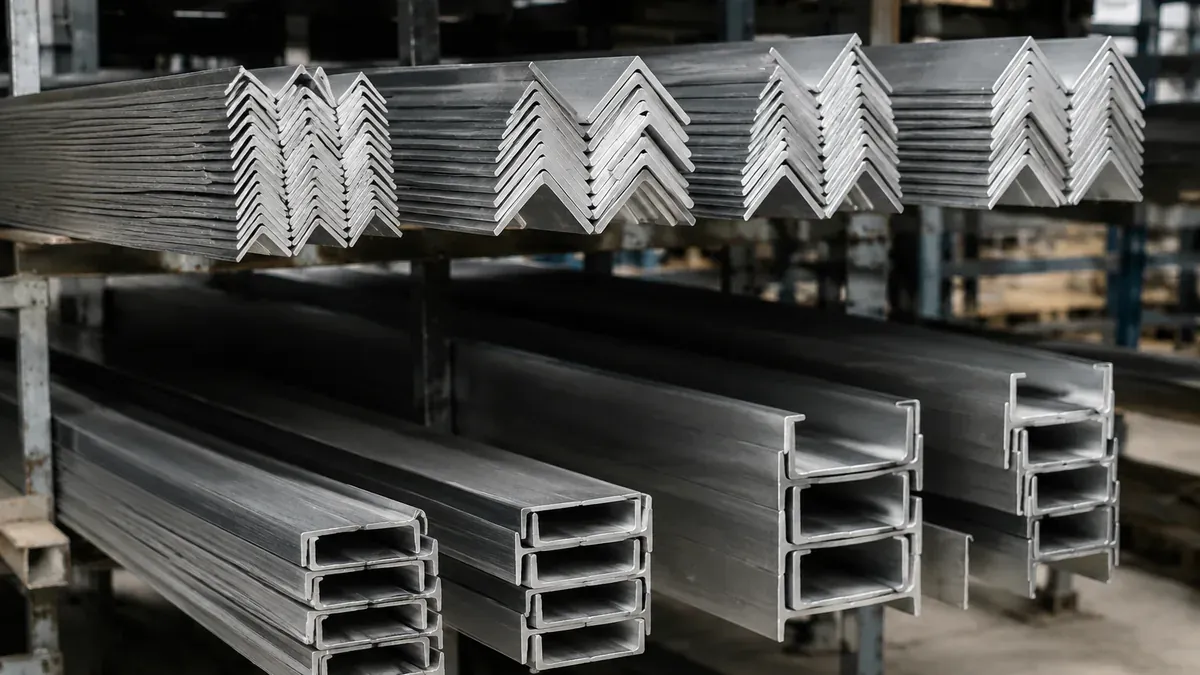Illustrative 304 stainless steel angle and channel profiles