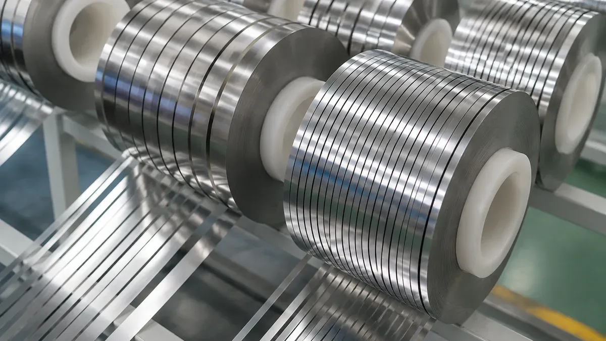 Illustrative slit 304 stainless steel precision strip coils