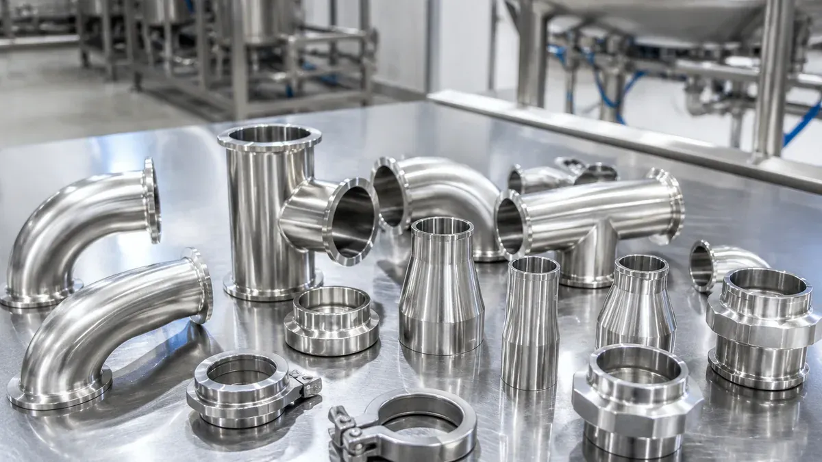 Illustrative 304 stainless steel sanitary fittings