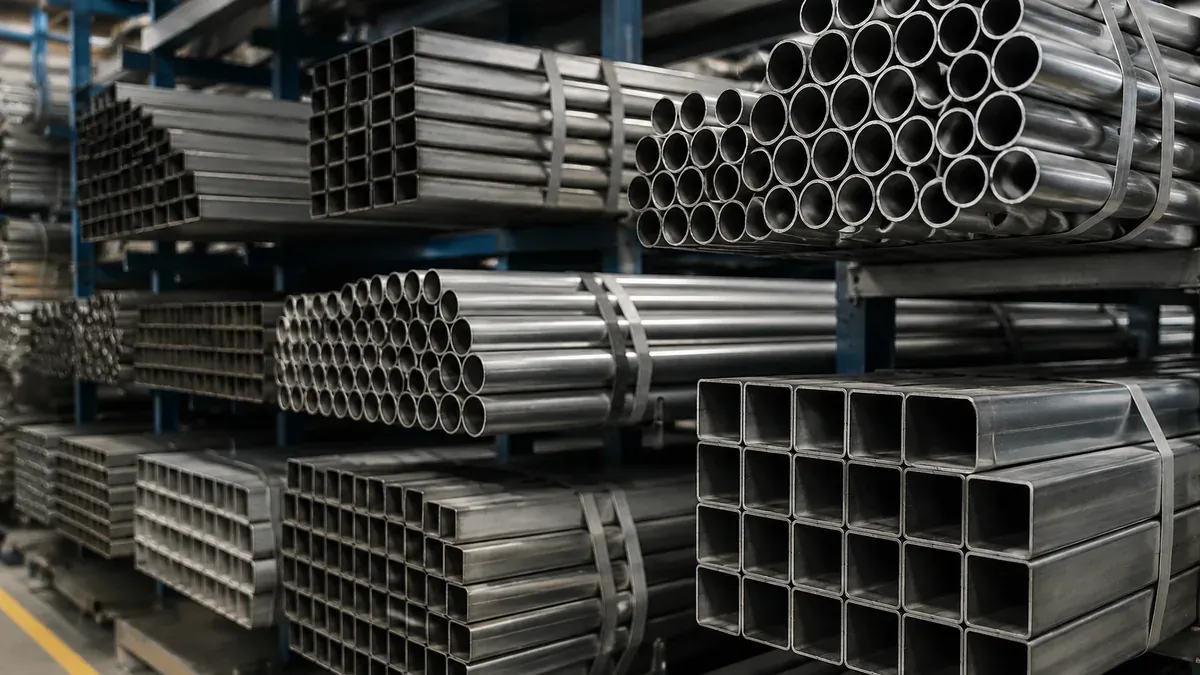 Illustrative 304 stainless steel welded round and rectangular pipe