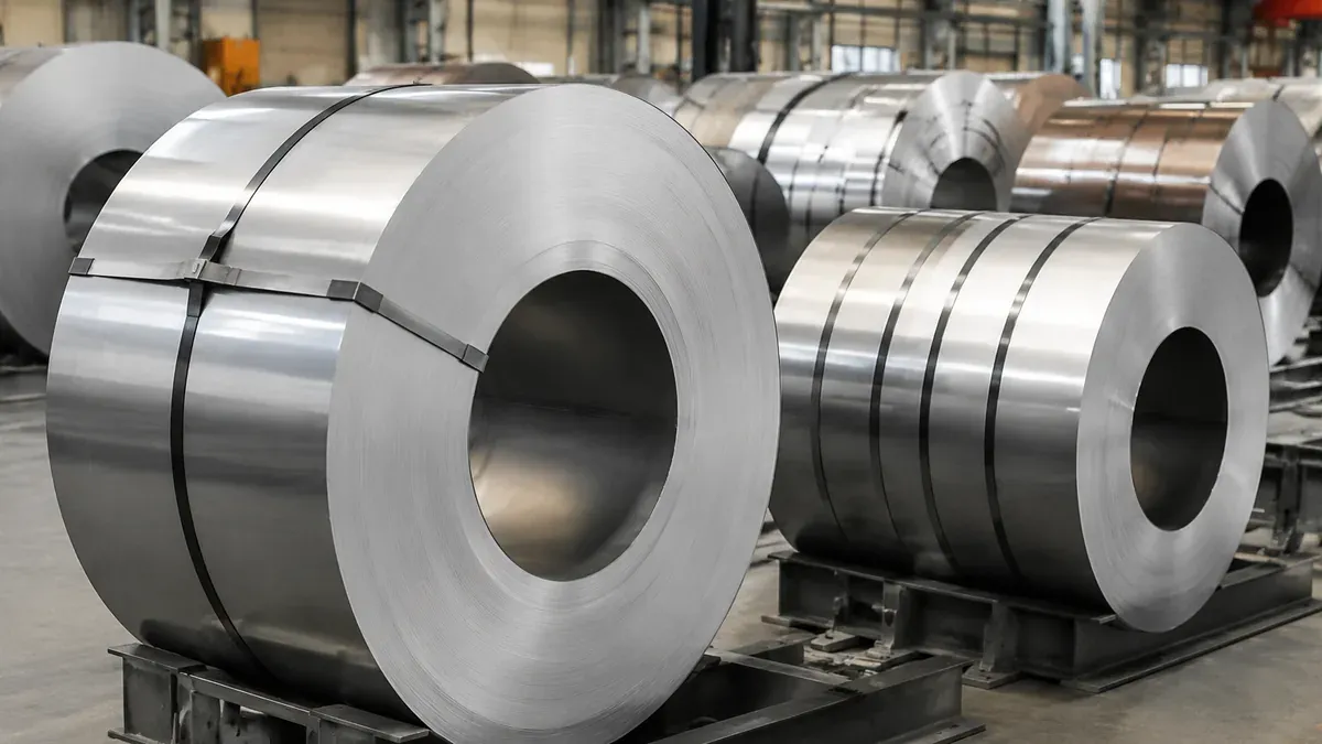 Illustrative 316L stainless steel coils in mill storage