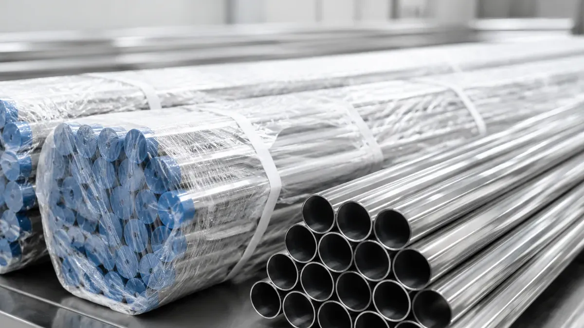 Illustrative polished 316L stainless steel sanitary tube bundles