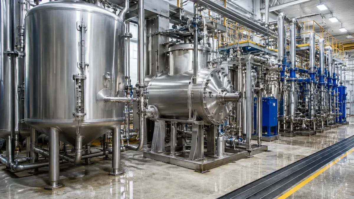 Illustrative stainless steel process vessels and piping for pulp and paper service