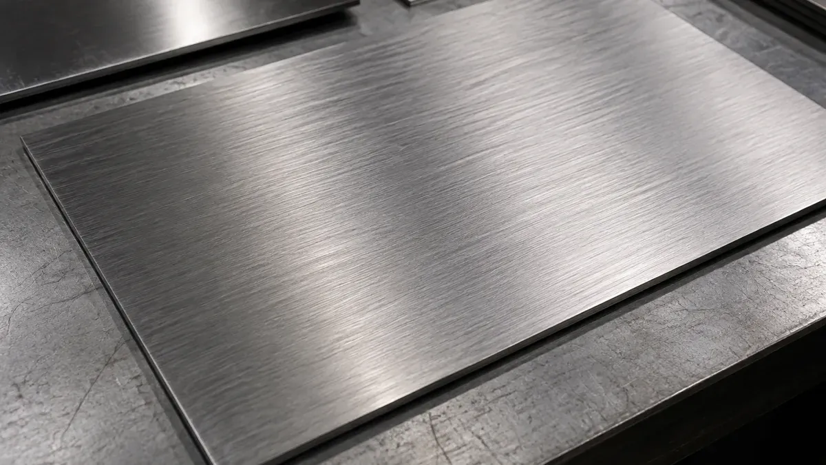 Illustrative No.3 stainless steel sheet with coarse directional abrasive grain