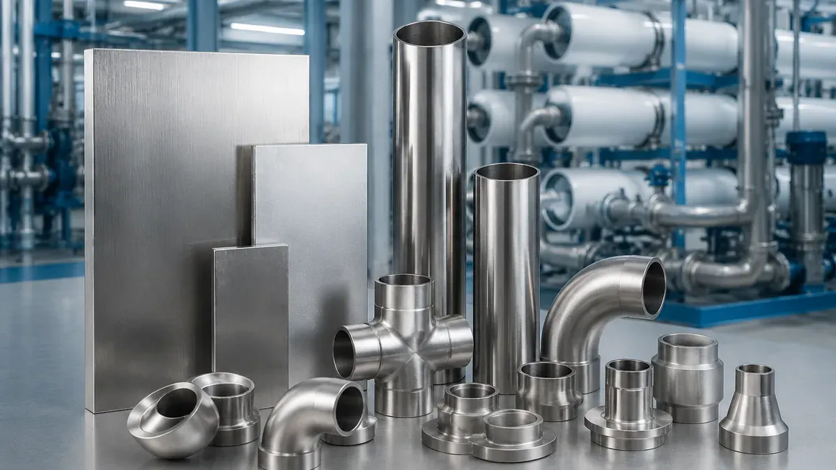 Illustrative 254 SMO 6Mo stainless steel plate and pipe forms