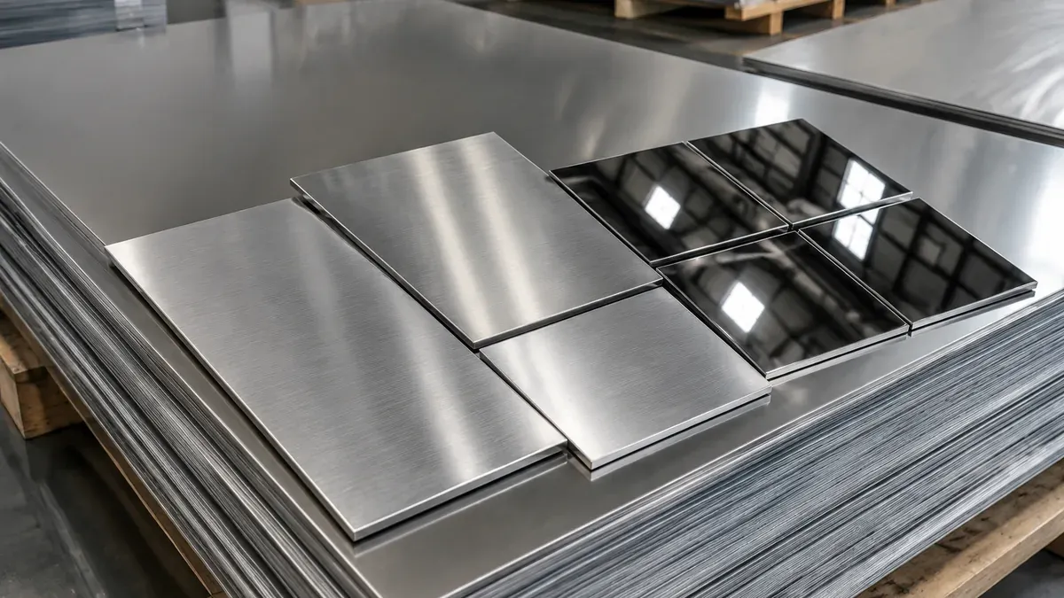 Illustrative 304 stainless steel sheet forms and surface options