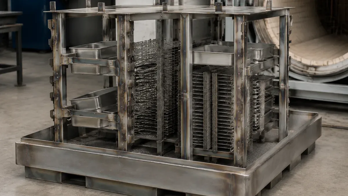 Illustrative 309S stainless steel furnace fixtures and heat-treatment trays