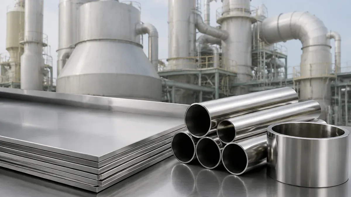 Illustrative 317L stainless steel sheet and process pipe forms