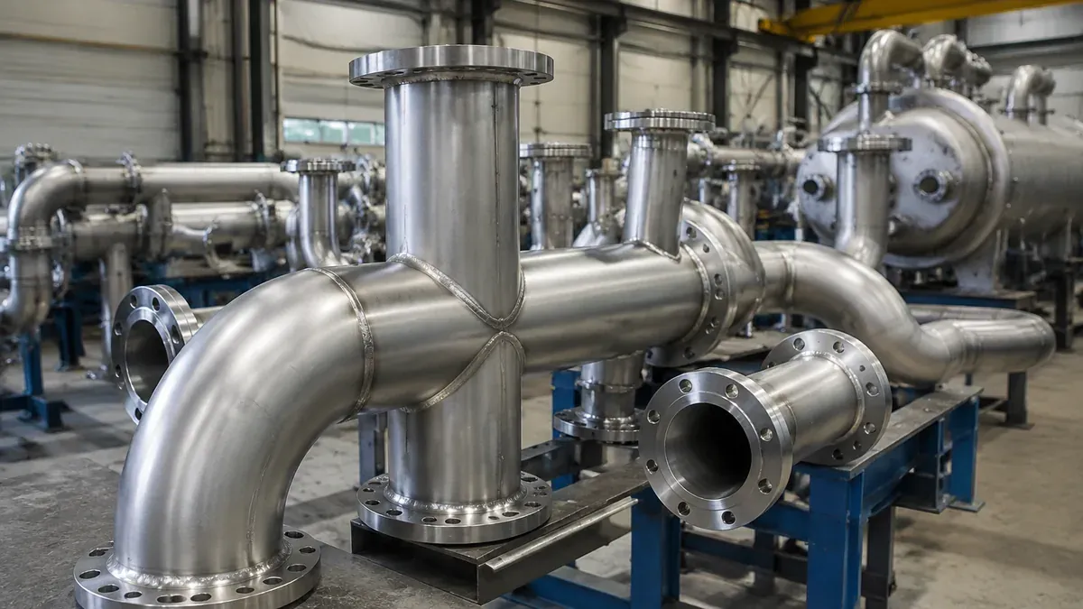 Illustrative 347 stainless steel high-temperature process piping spools