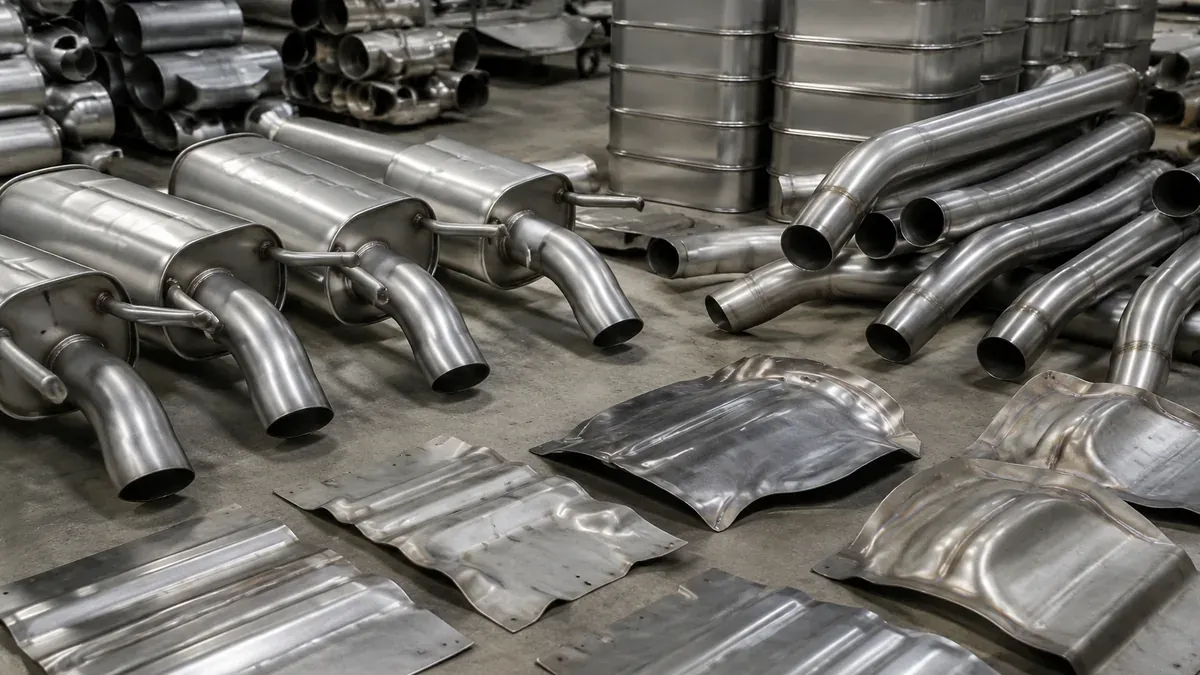Illustrative 409L ferritic stainless steel exhaust cold-end components