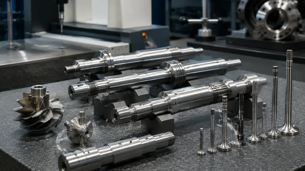 Illustrative 410 stainless steel pump shafts, valve stems and turbine parts
