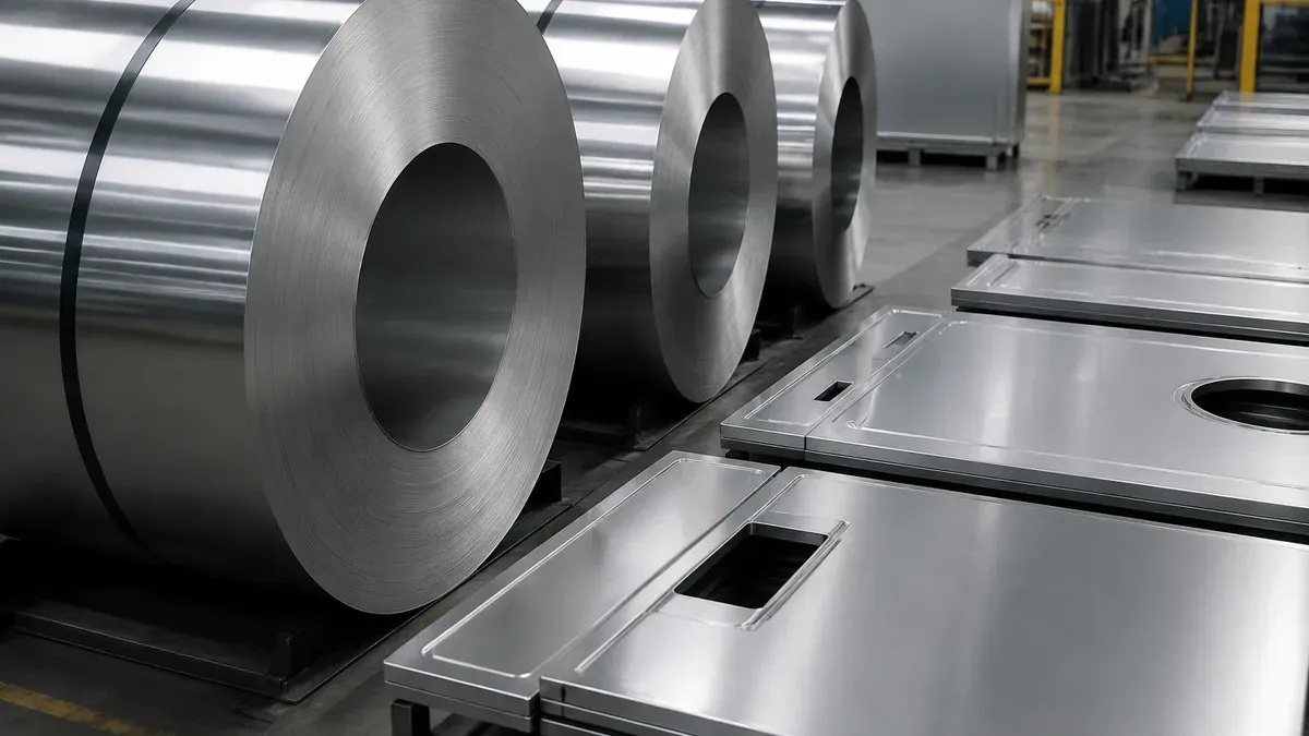 Illustrative 430 ferritic stainless steel coil form and finish
