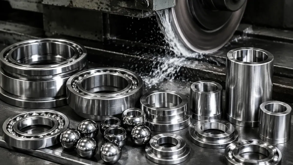 Illustrative 440C stainless steel bearing components and wear sleeves