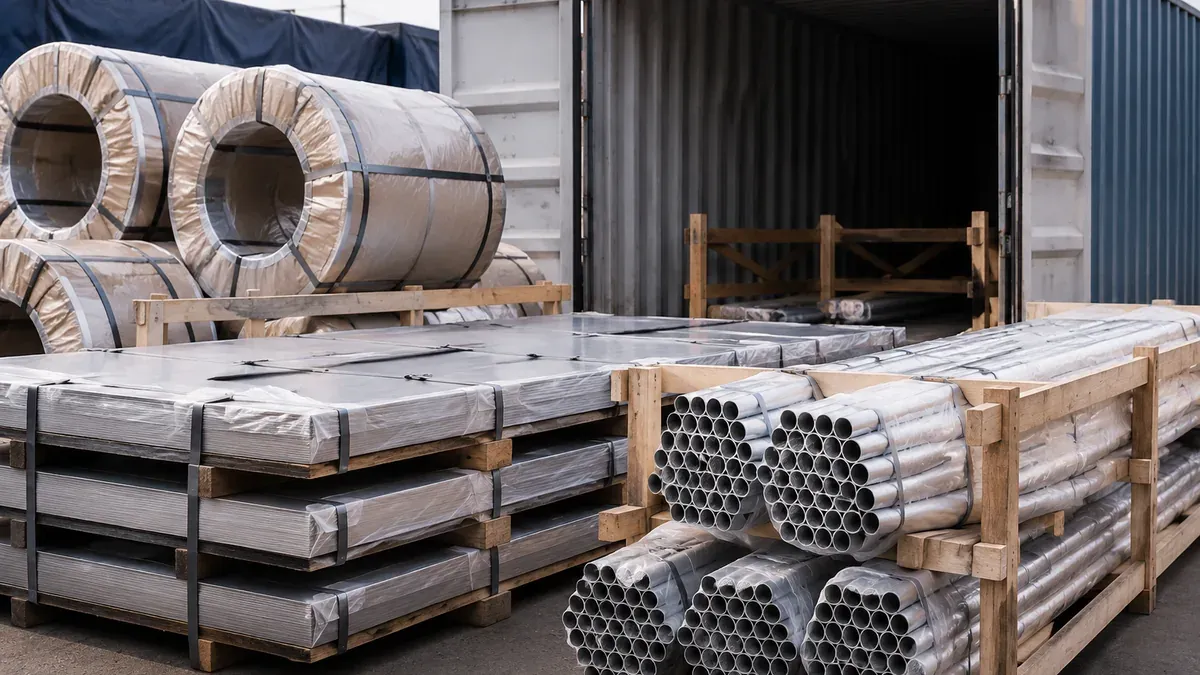 Illustrative stainless steel products prepared for export packing