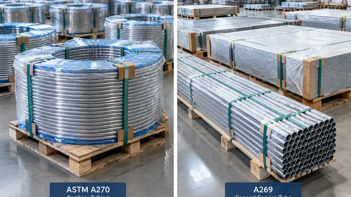 Contamination-controlled stainless tube packing with end caps ready for hygienic export shipment
