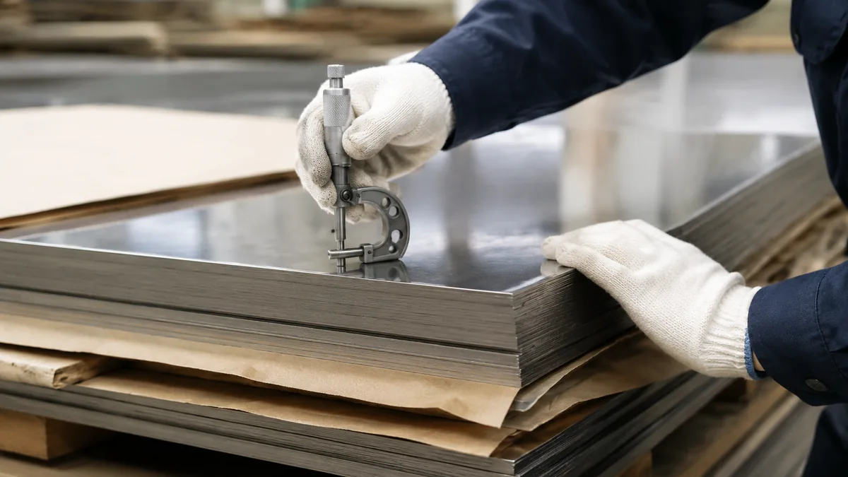 Illustrative stainless steel surface samples showing directional and mirror finishes