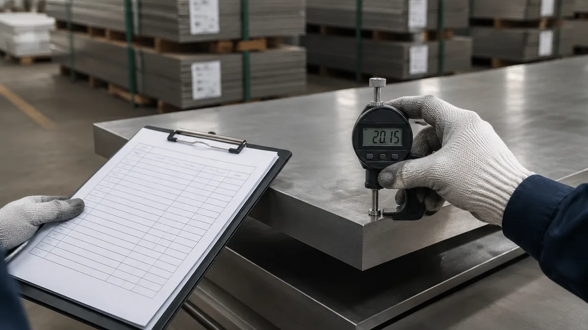 Illustrative dimensional inspection of stainless steel plate for an RFQ